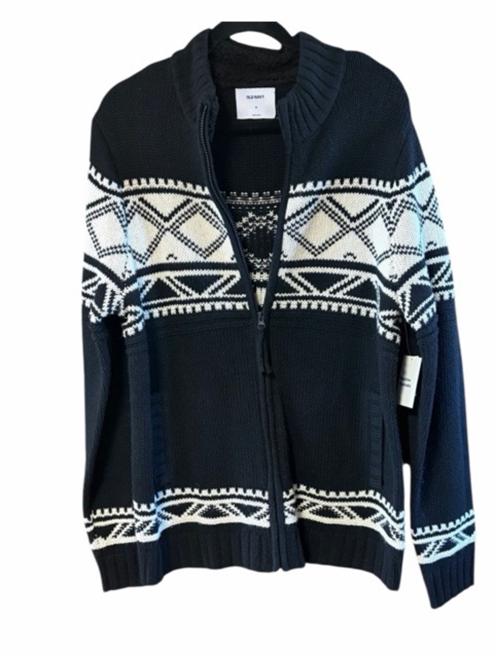 Old Navy Fair Isle Wool Blend Zip Up Cardigan Sweater NWT